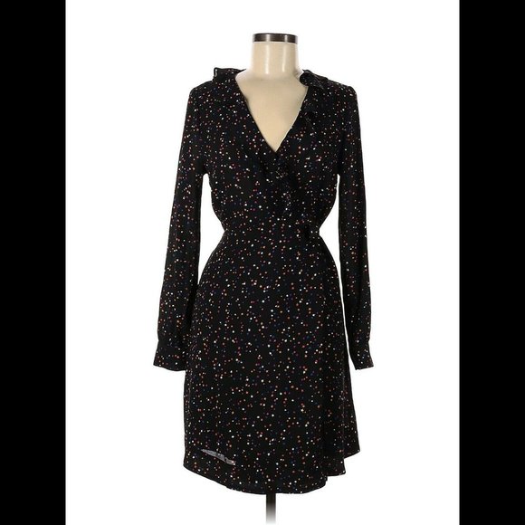 POPSUGAR Dresses & Skirts - Women's POPSUGAR Black with Colored Stars Casual Wrap Dress Size M